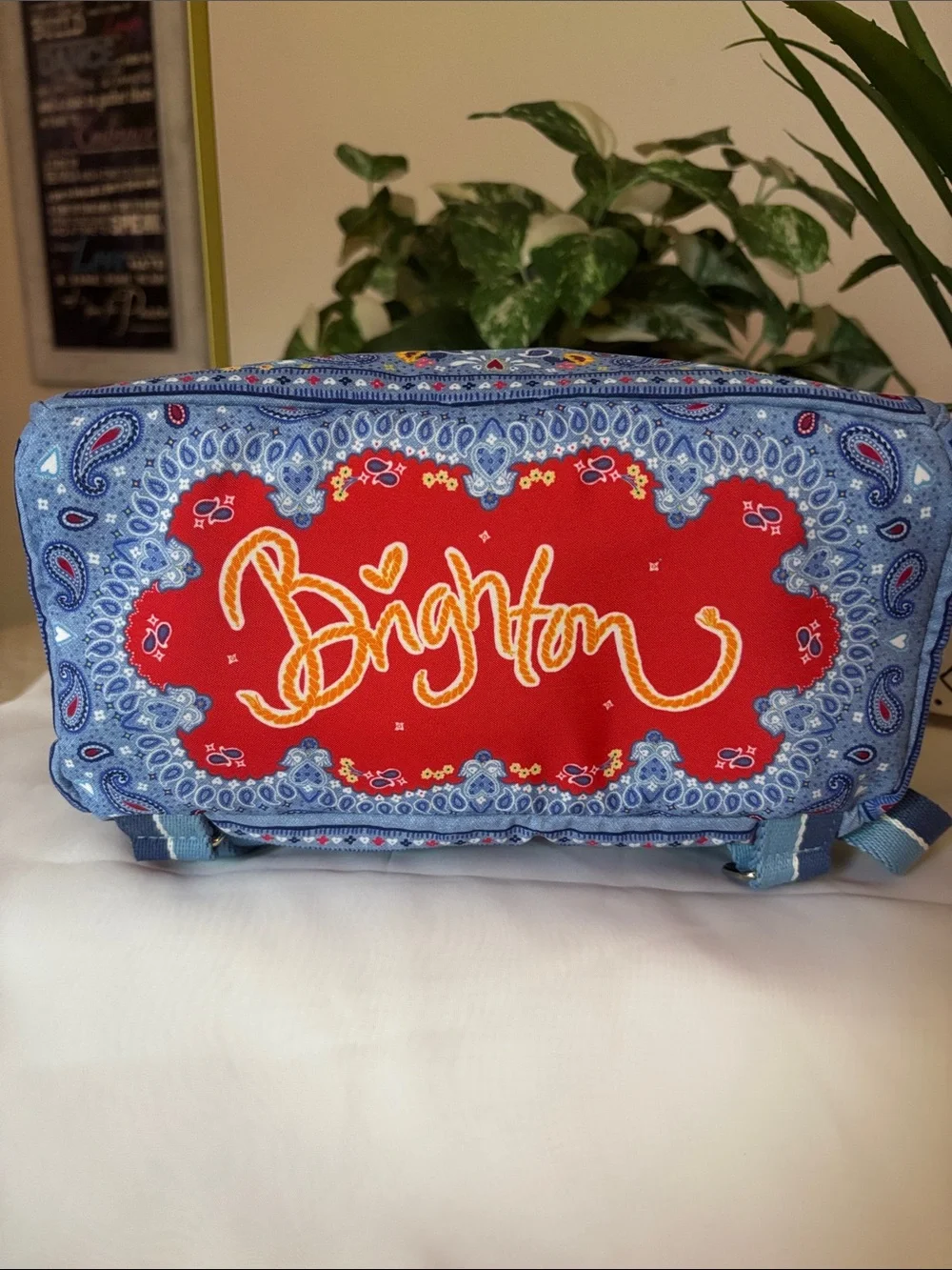 Brighton Blue Embroidered Bandana-Print LOVE Backpack